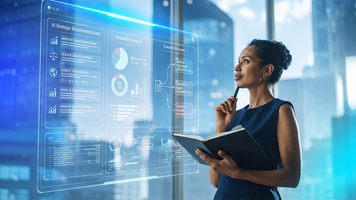 business woman looking at a report