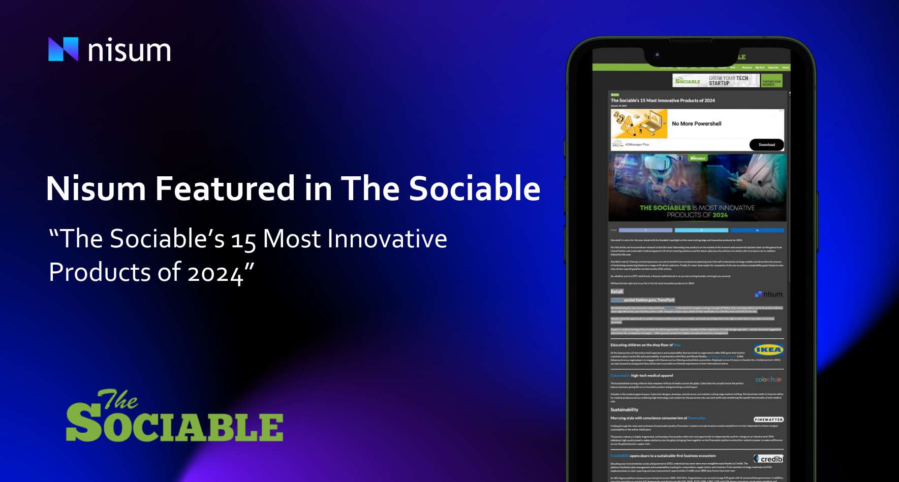 image showing Nisum's AI-powered TrendTech's mention in The Sociable's article