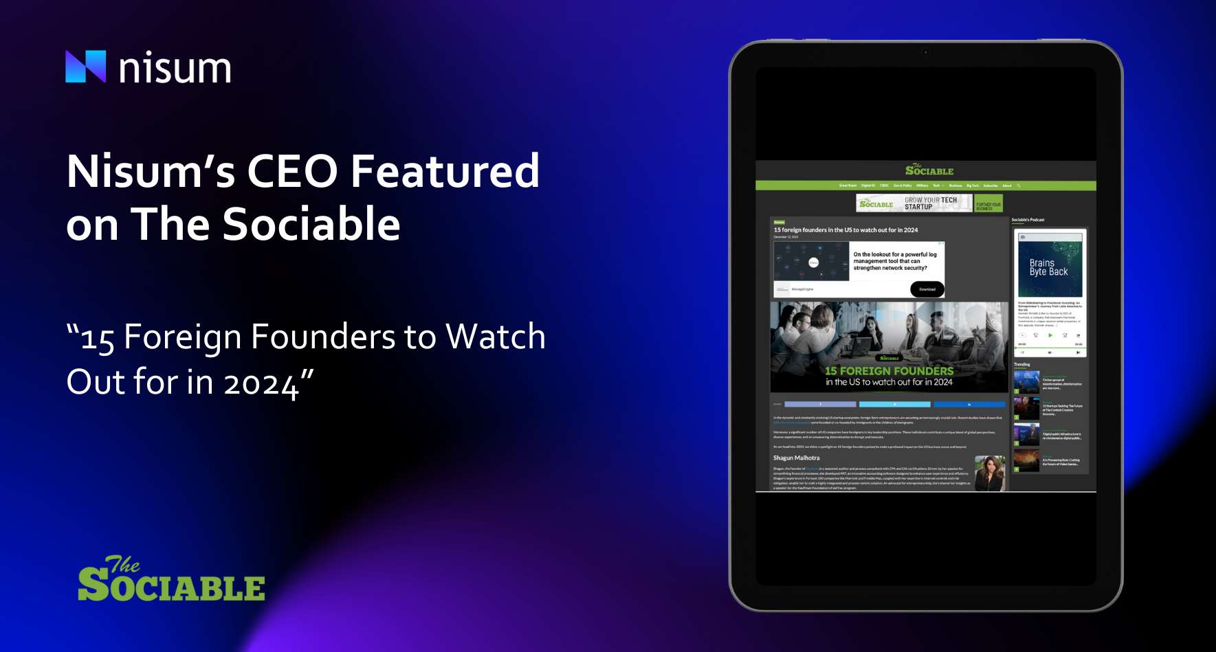 Graphic of CEO, Imtiaz's feature on The Sociable