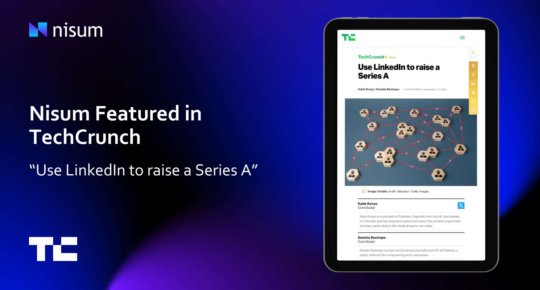 Press release graphic for the Series A TechCrunch feature of CEO, Imtiaz Mohammady