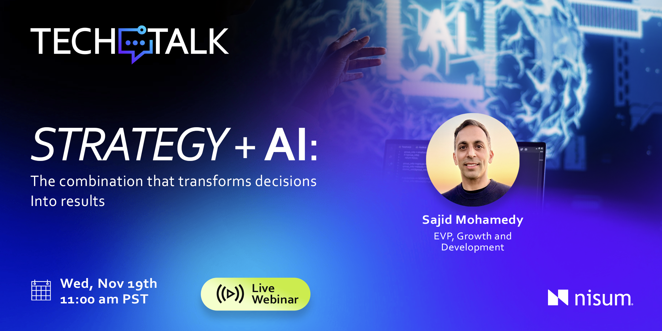 graphic image of Nisum's GenAI Solution Showcase TechTalk