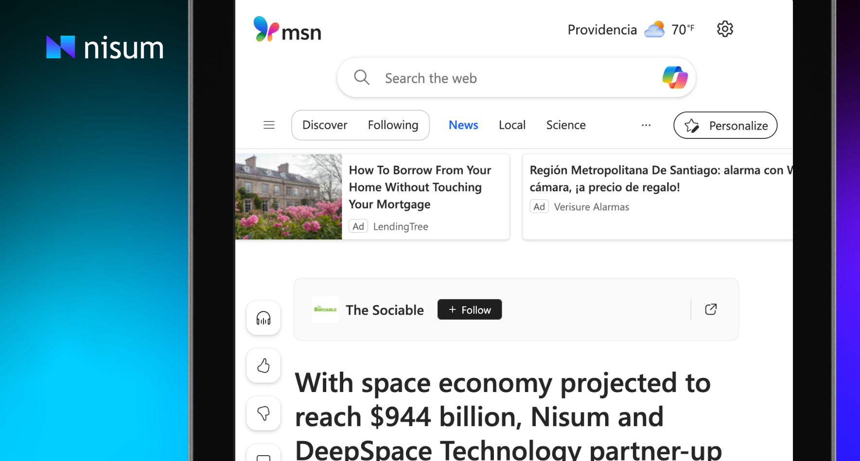 MSN Highlights Nisum and DeepSpace Partnership Driving $944 Billion Space Economy Innovation
